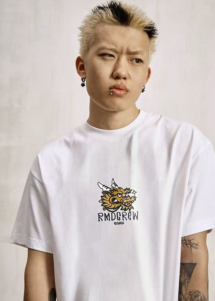 REMEDY Cartoon Dragon Print Short-sleeve T-shirt