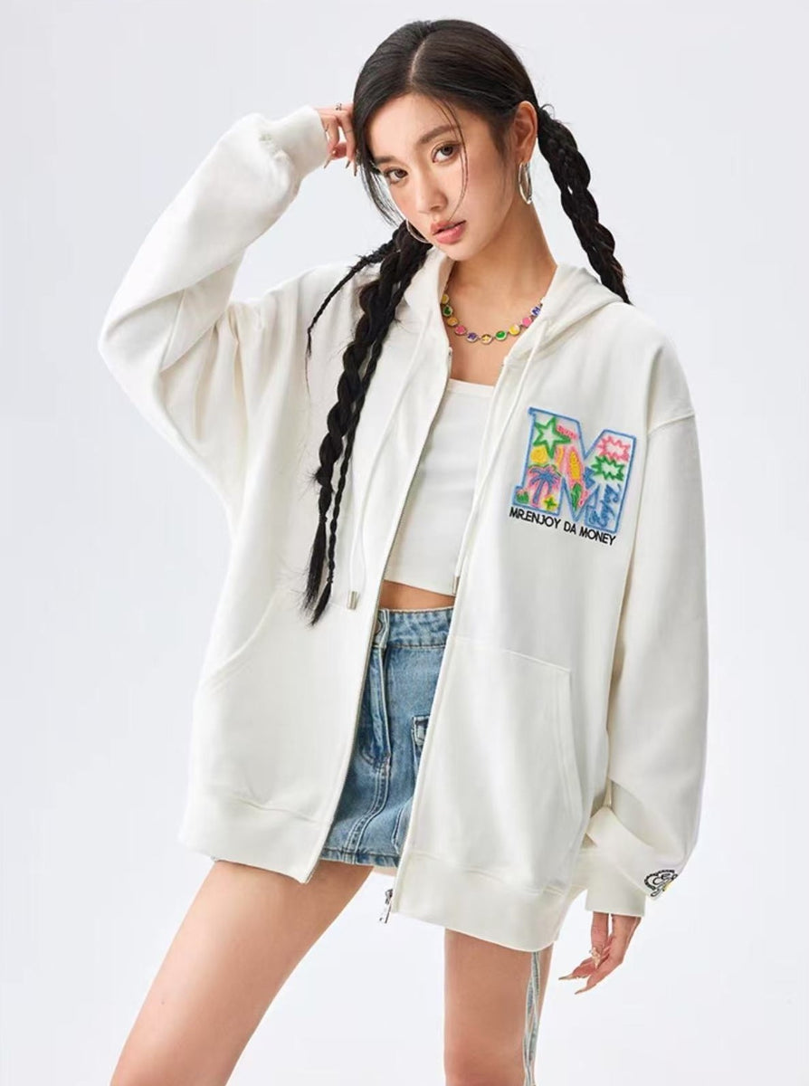 MEDM Big M Plush Wire Frame Padded Zipper Hoodie