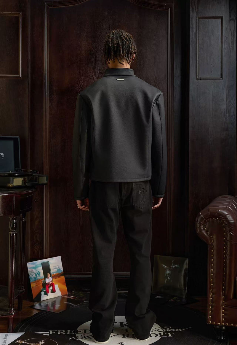 STK Vintage Striped Racing Leather Jacket