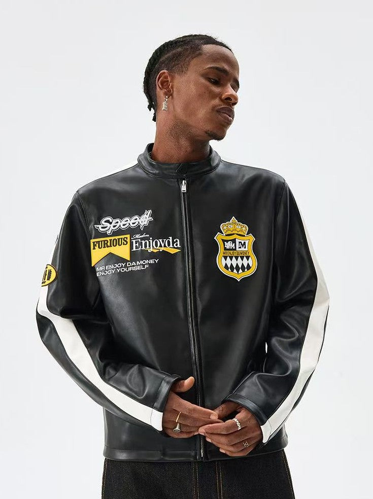 MEDM Retro Racing Leather Jacket