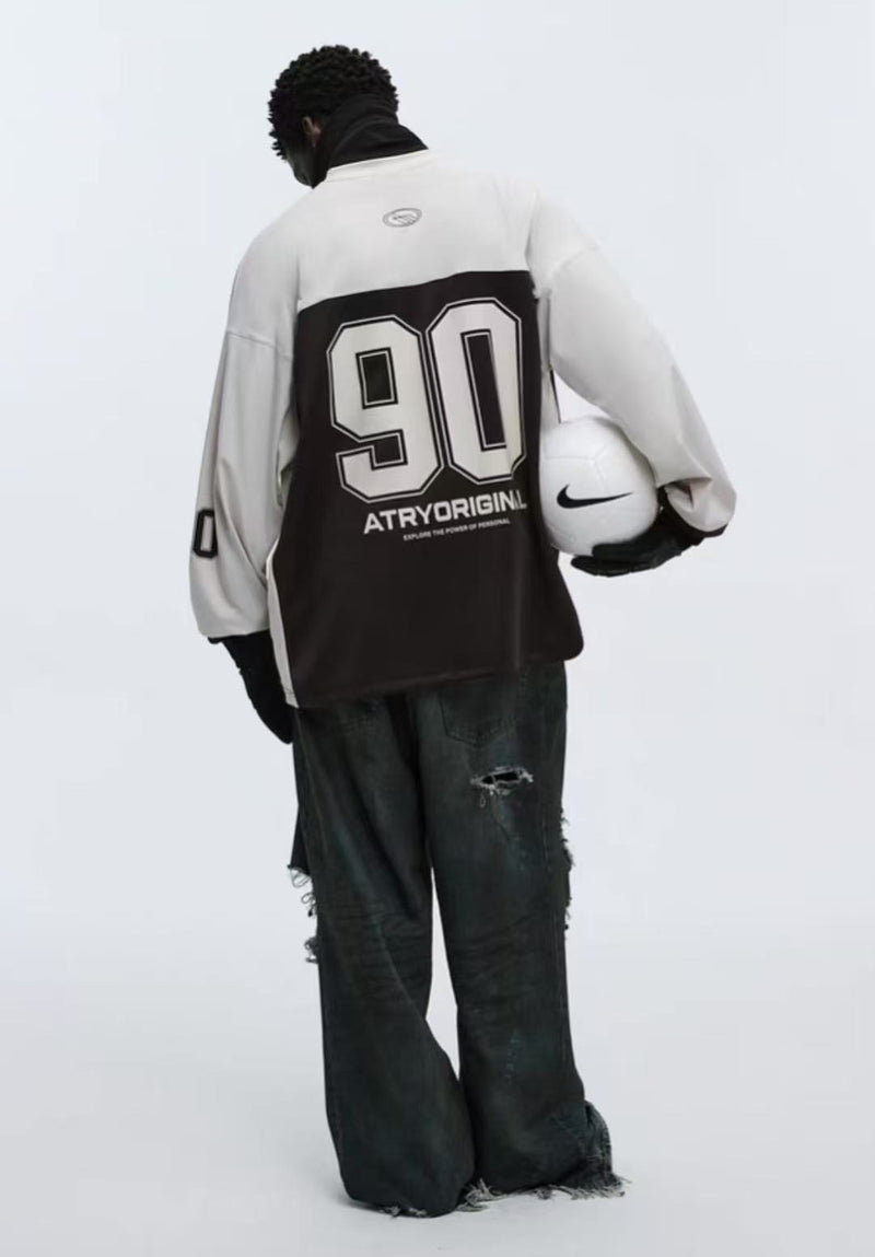 ATRY Contrast color V-neck Long-sleeved Ice Hockey Jersey