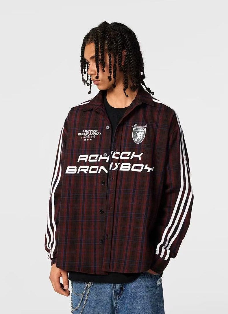 ACHOCK Striped Patchwork Long-sleeved Shirt