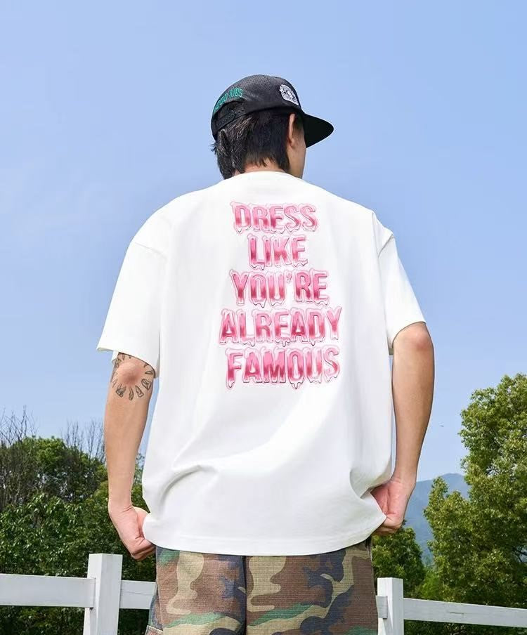AFGK Liquid Font Printed Short-sleeved T-shirt