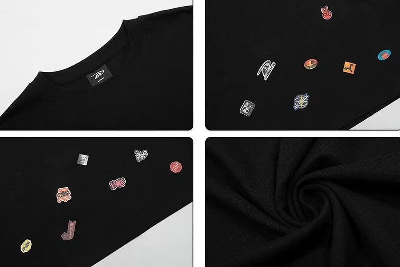 ACHOCK Creative Cartoon Sticker Long-sleeved T-shirt