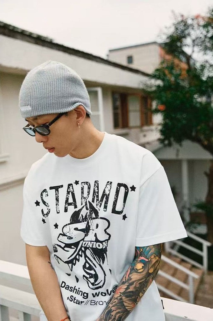 REMEDYxSTA Jackal Print Short-sleeve T-shirt