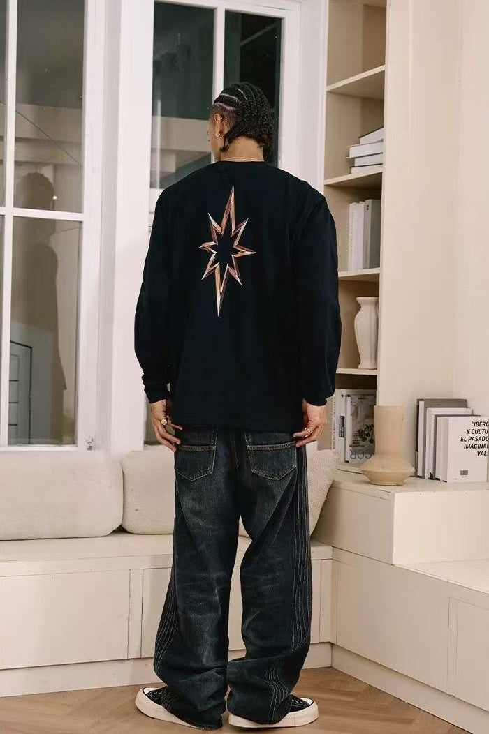 REMEDY Octagram Star Print Long-sleeve Tee