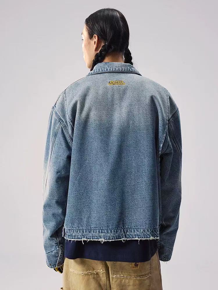 REMEDY Logo Embroidery Retro Denim Jacket