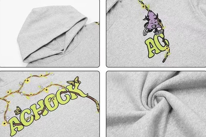 ACHOCK Little devil Embroidered Hoodie
