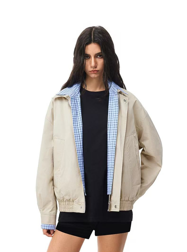 FDR Contrast Patchwork Plaid Fake Two-piece Jacket