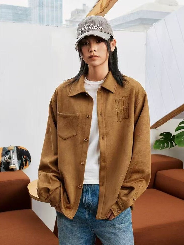 MEDM  Basic Logo Suede Shirt Jacket