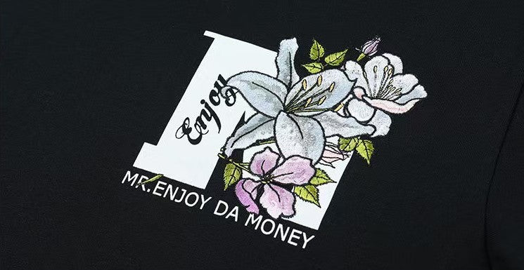 MEDM Flowers Blooming 3D Embroidered LOGO Short-sleeve T-shirt