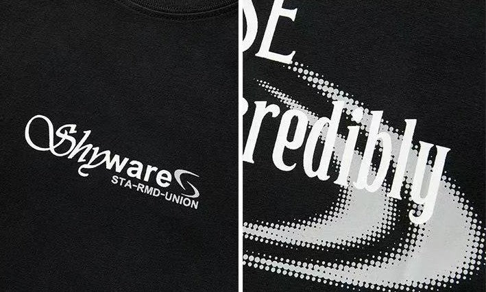 REMEDY Water Ripple Letter Print Short-sleeved T-shirt