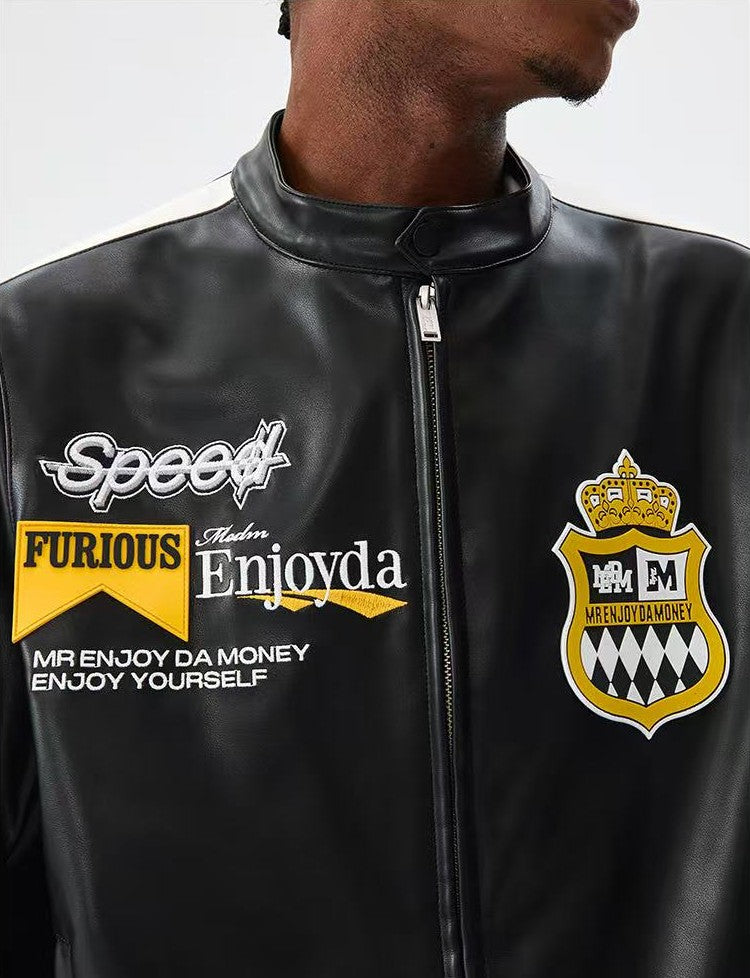 MEDM Retro Racing Leather Jacket