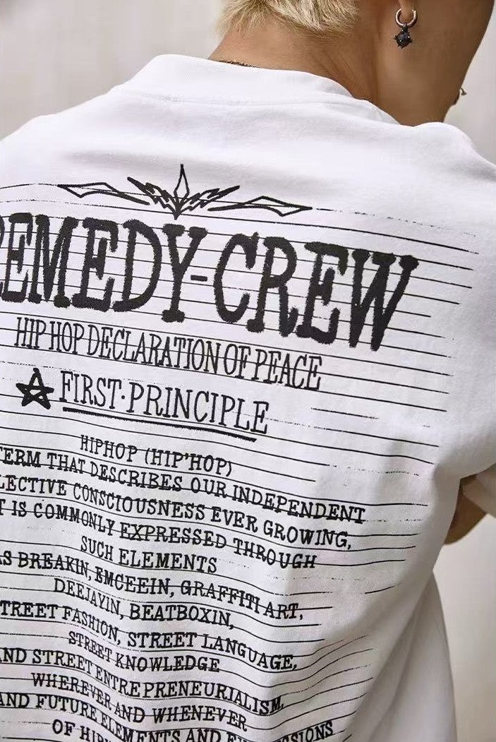 REMEDY Retro Letter Print Short-sleeve T-shirt