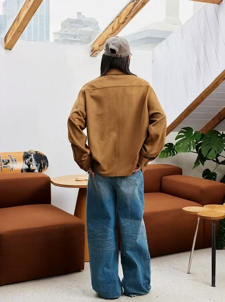 MEDM  Basic Logo Suede Shirt Jacket