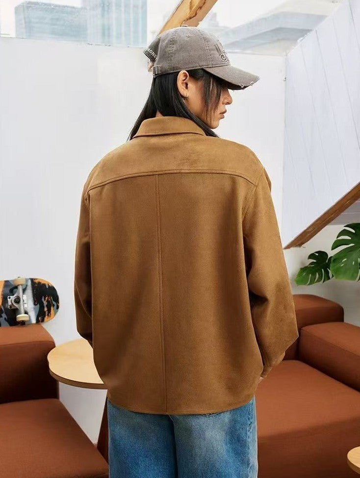 MEDM  Basic Logo Suede Shirt Jacket