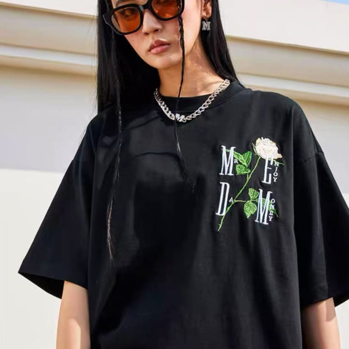 MEDM Rose embroidery Short-sleeved T-shirt