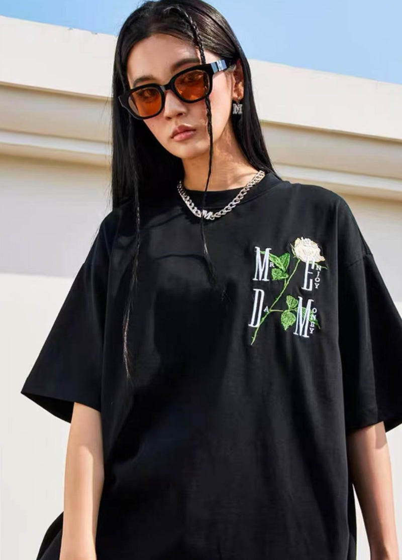 MEDM Rose embroidery Short-sleeved T-shirt
