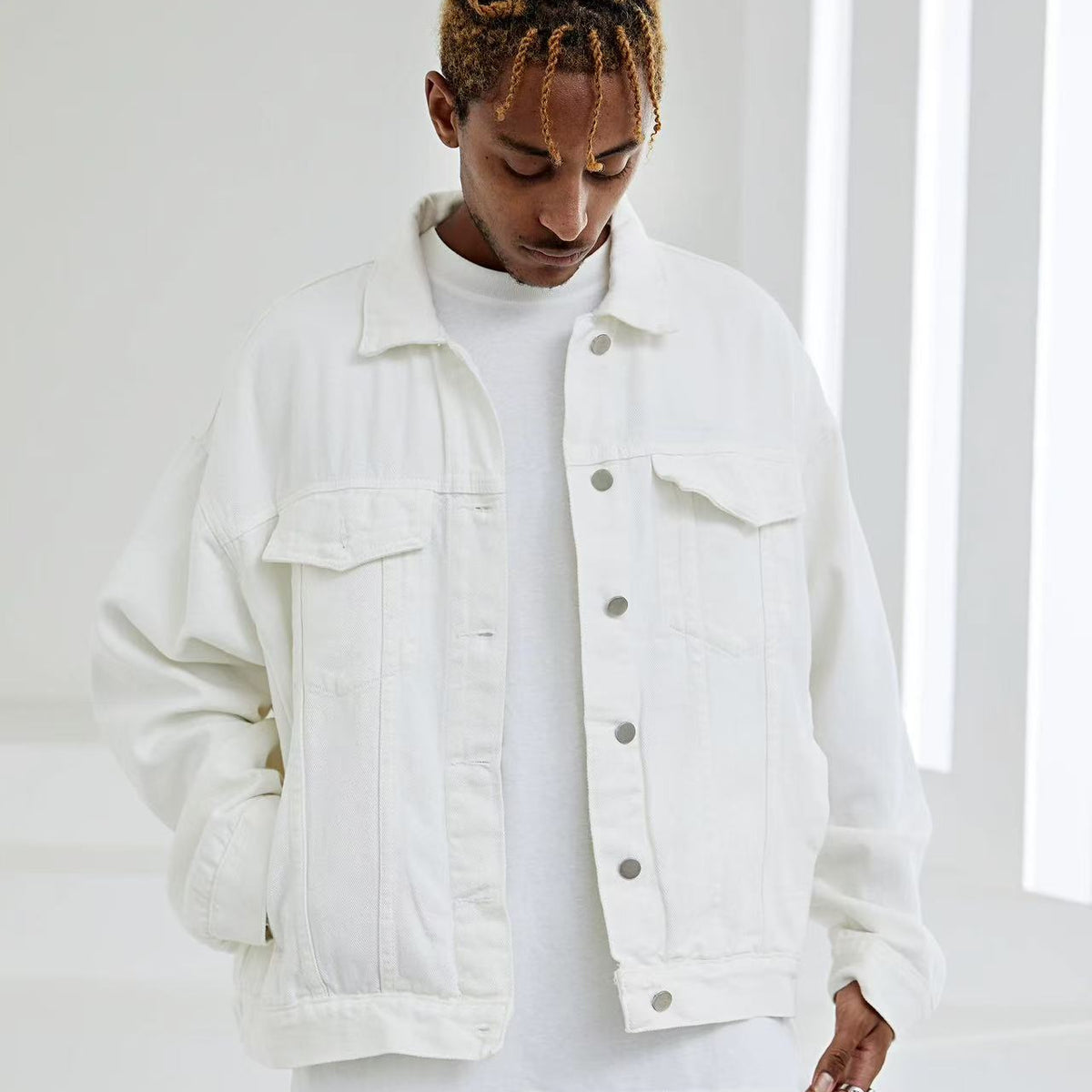 ACHOCK Simple Solid Color Denim Jacket