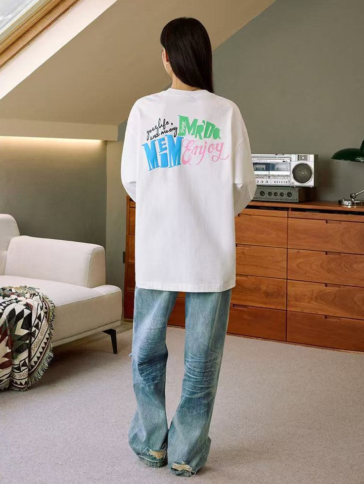 MEDM Colorful Fun Font Long-sleeve T-shirt