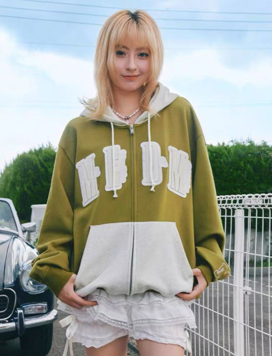 MEDM Colorblock Patch Zip-up Hoodie