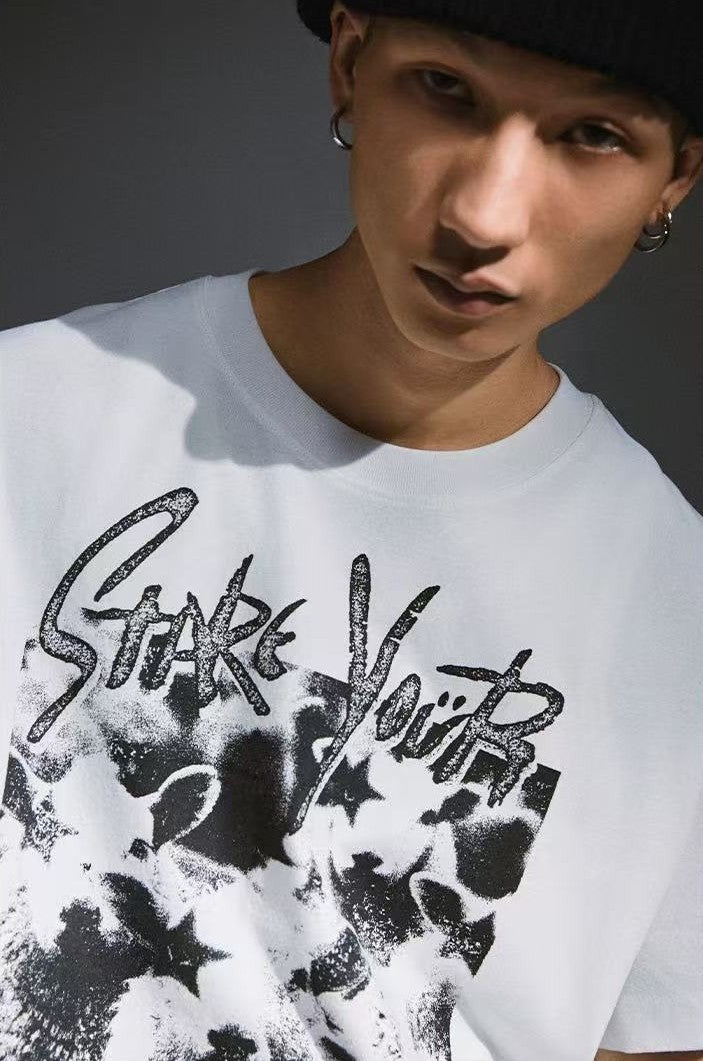 REMEDY Washed Distressed printing Short-sleeve T-shirt