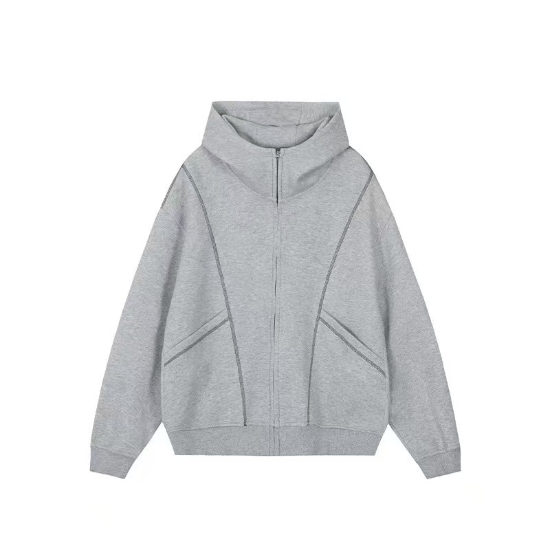 ACHOCK  Heavy Air Layer Cardigan Zipper Sweatshirt