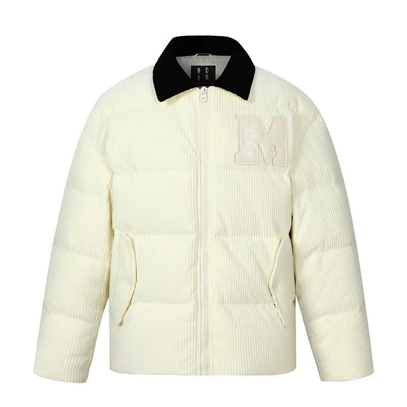 MEDM Corduroy Lapel Color Block Down Jacket