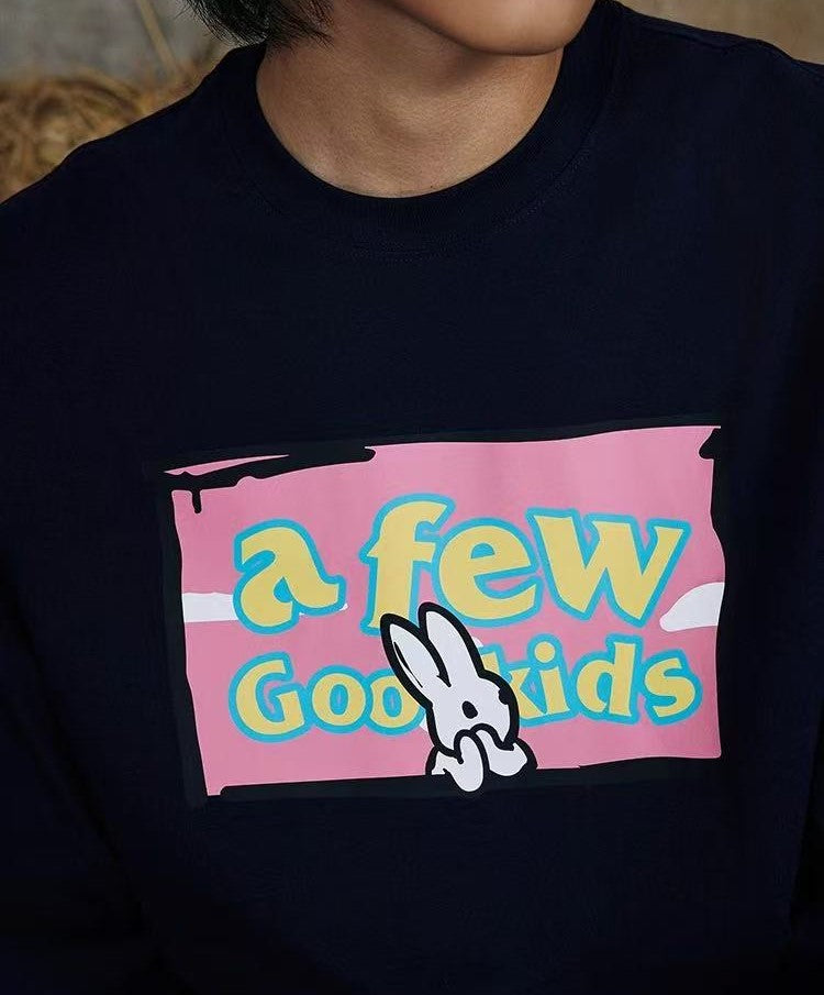 AFGK Rabbit Graffiti Print Long Sleeve T-Shirt