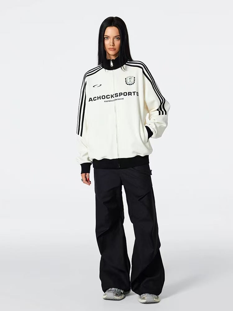 ACHOCK Stand Collar Color Matching Zipped Jacket