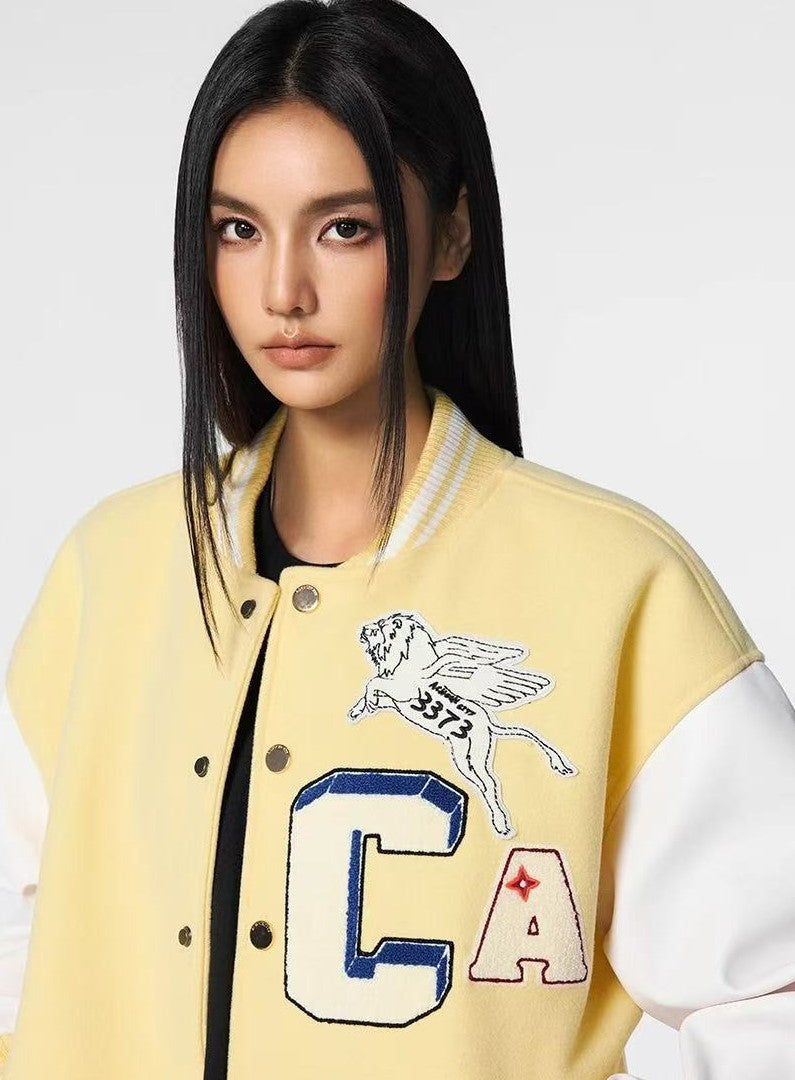 ACHOCK Simple Campus Baseball Jacket