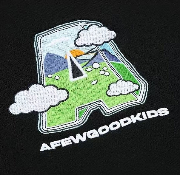 AFGK Hand-painted Lettering Embroidered Zipper Cardigan