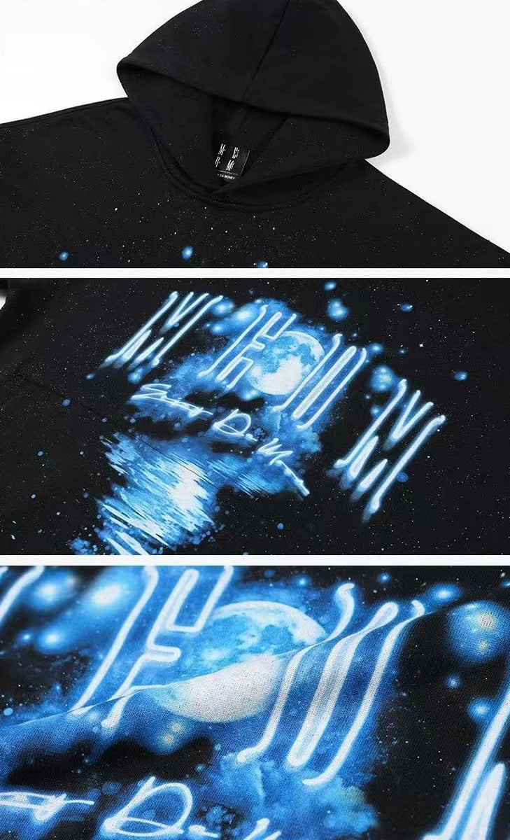 MEDM Blue Glitter Moon Reflection Hoodie