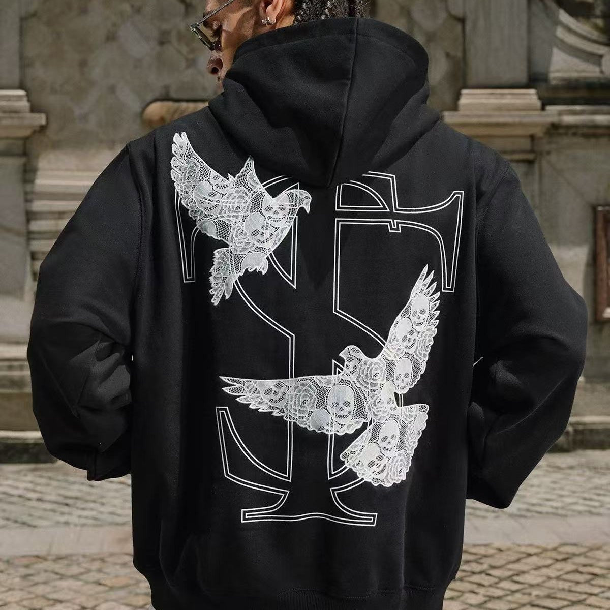 STK Vintage Lace and Peace Dove Design Hoodie