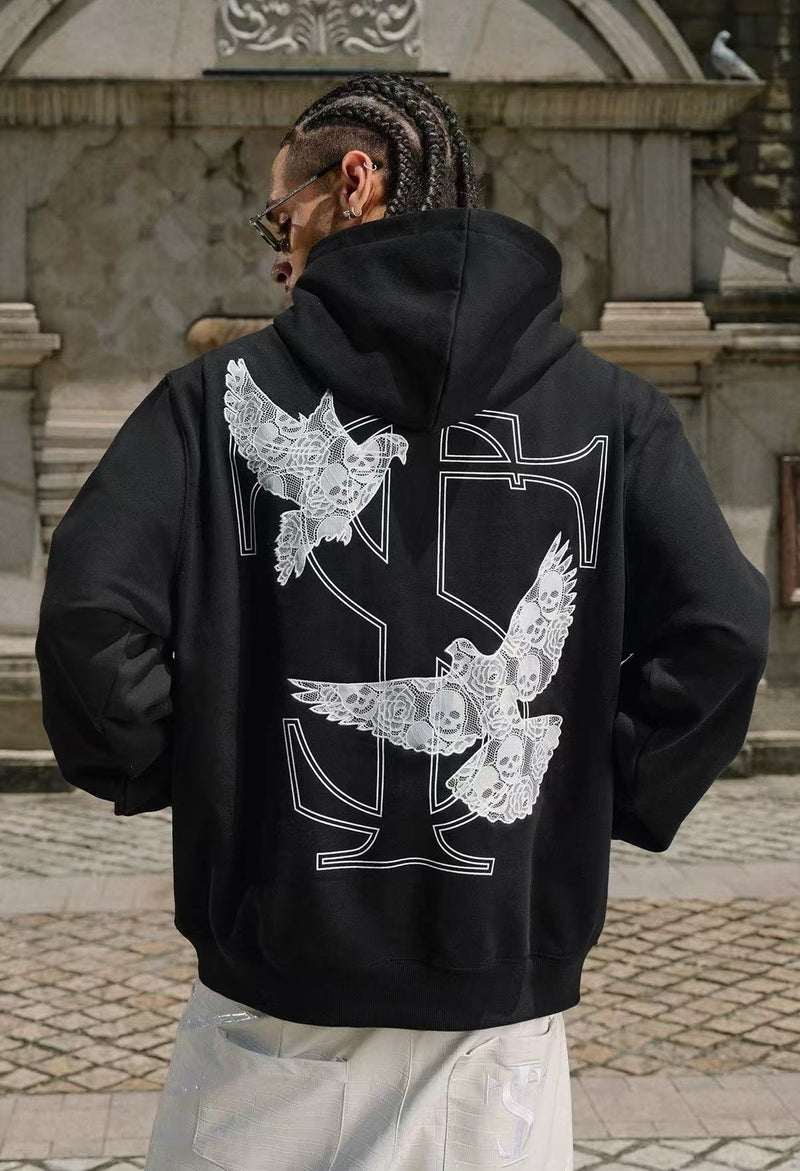 STK Vintage Lace and Peace Dove Design Hoodie