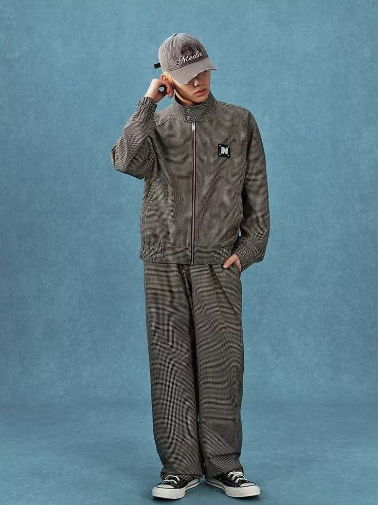 MEDM Houndstooth Stand Collar Casual Jacket