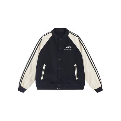 ACHOCK Contrast Patchwork Raglan-sleeve Baseball Jersey