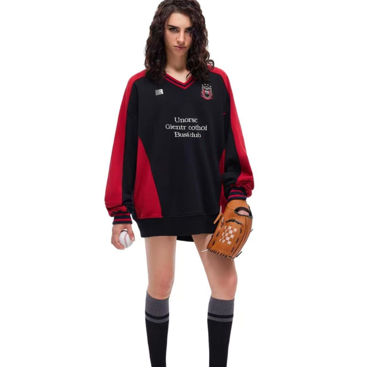 FDR Badge V-neck Contrasting Colors Sweater