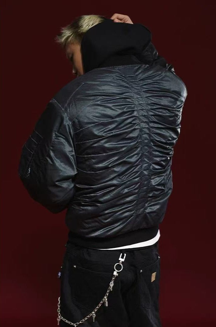 REMEDY Pleated Quilted  Bomber Jacket