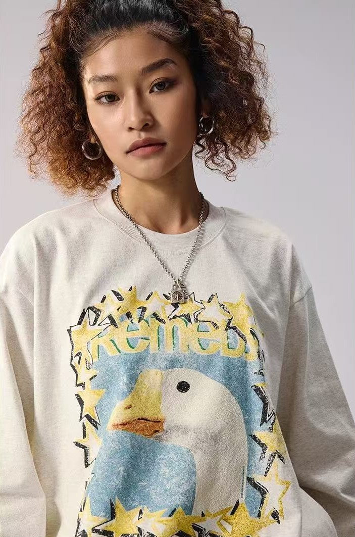 REMEDY Retro Duck Print Long-sleeve Tee