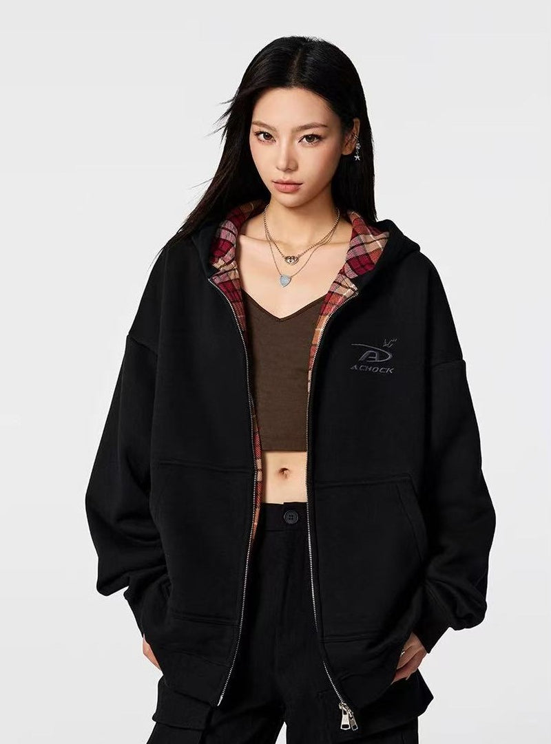 ACHOCK Logo Embroidery Zipper Hoodie
