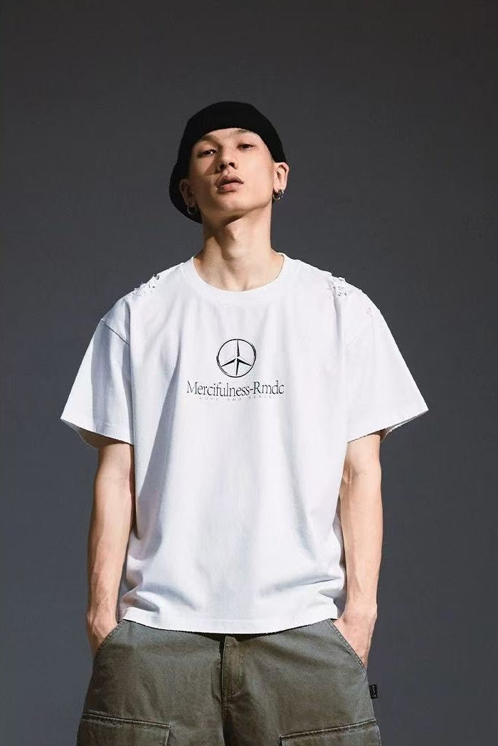 REMEDY Retro Distressed Short-sleeved T-shirt