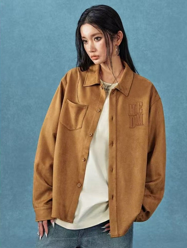 MEDM  Basic Logo Suede Shirt Jacket