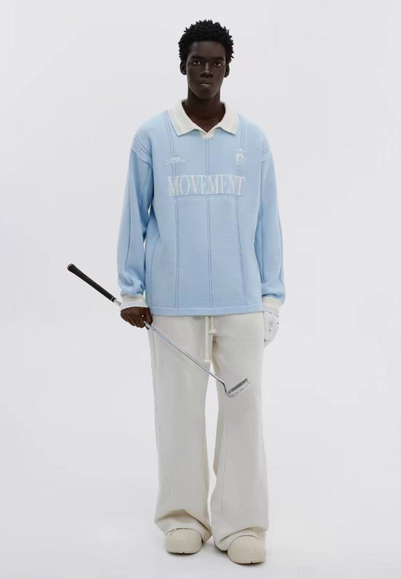 ATRY Contrast Embroidered POLO Striped Sweater