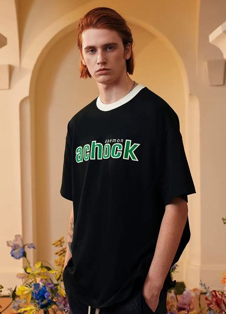 ACHOCK Suede Foam Printed Short-sleeved T-shirt