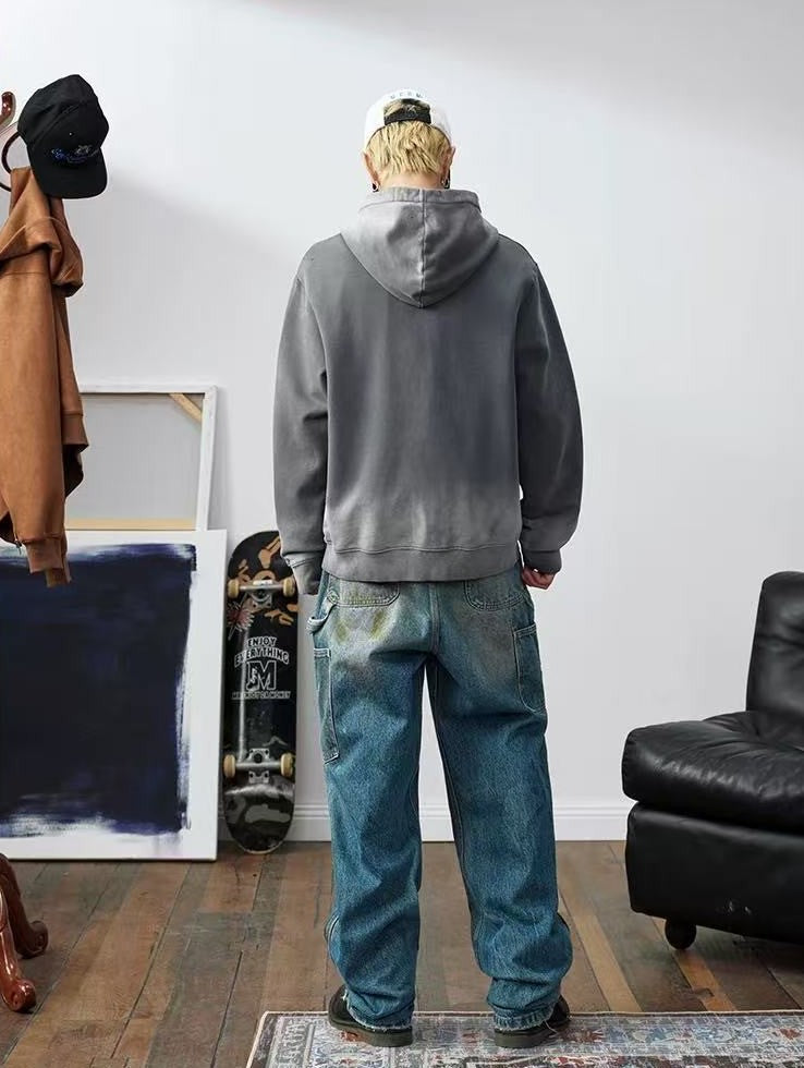 MEDM Hunting Theme Distressed Washed Zipper Hoodie