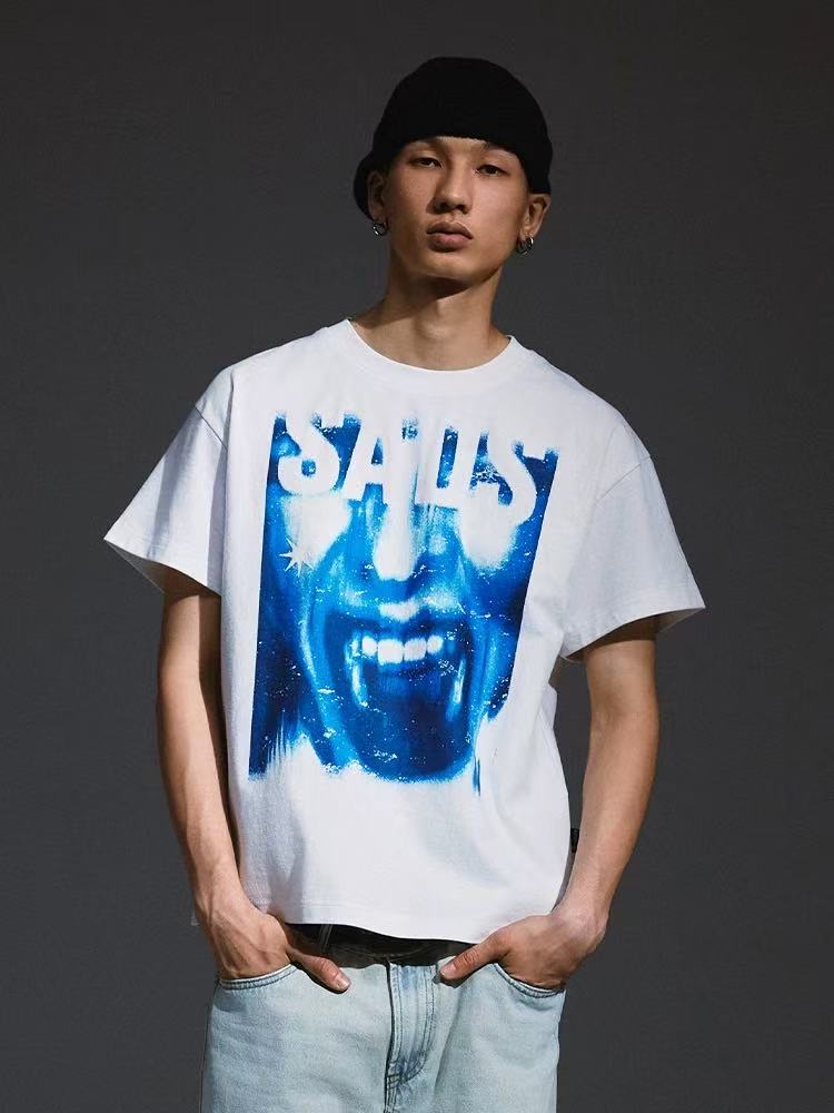 REMEDY Devil Roar Print Washed Short-sleeve T-shirt