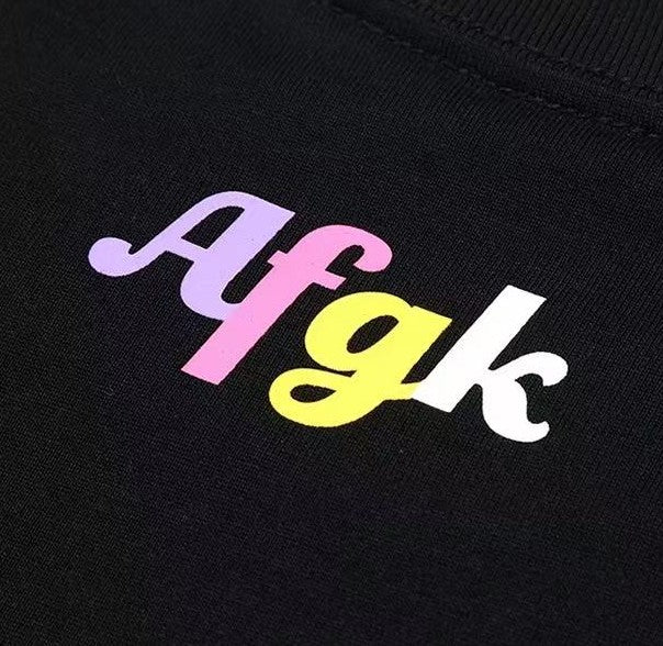 AFGK Holding Hands Fun Printed Short-sleeved T-shirt