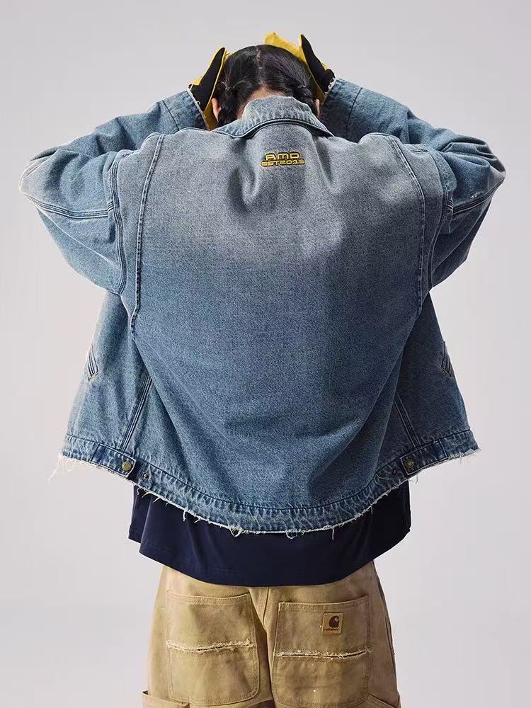 REMEDY Logo Embroidery Retro Denim Jacket
