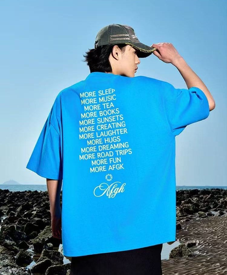 AFGK Slogan Letter Print Short-sleeved T-shirt